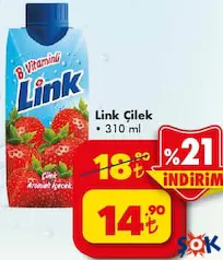 LİNK ÇİLEK MEYVE SUYU 310 ML fiyat ve kampanya bilgisi